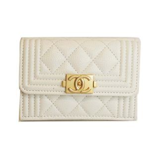 Chanel Boy Wallet Caviar White